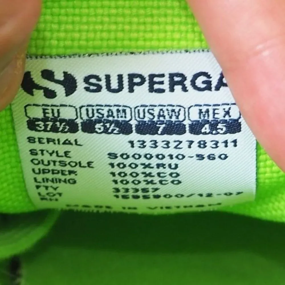 Superga 2750 Cotu Classic Lace-up‎ Sneakers 'Acid Green' Women's 7